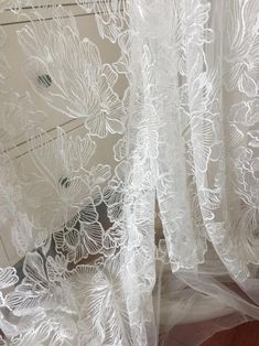 Fine Sequin Tulle Lace Fabric with Big Leaf Flower for bridal | Etsy Elegant White Sequin Tulle Fabric, Embroidered White Tulle Sequin Fabric, White Tulle Lace With Patchwork, White Lace Tulle Fabric With Sequins, White Tulle Lace With Lace Patchwork, White Sheer Lace For Party, White Tulle Fabric With Floral Embroidery, White Tulle Lace For Party, White Floral Embroidered Tulle Fabric For Party