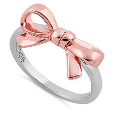 Sterling Silver Two Tone Rose Gold Plated Bow Ring  $14.66 Silver Rings For Men, Silver Gold Jewelry, Bow Ring, Jewelry Fashion Trends, Emerald Engagement Ring, Everyday Jewelry, Sterling Silver Charm, Gold Plated Jewelry, Sterling Ring