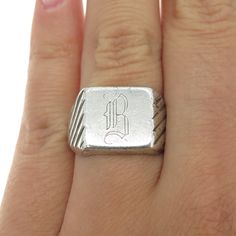 Great antique condition.  VARGAS 925 Sterling Silver Antique Art Deco Engraved Letter "B" Ring Size 6.5  Weight: 9.3g   WELCOME TO PAWN SHOP We are an actual pawn shop and have been in business for over 25 years. Since 1990, our establishment has been serving a variety of clients by providing them with short term cash solutions and options of liquidity regarding their treasured heirlooms. Acknowledging that today′s customers are very sophisticated and are looking for a variety of investments, ou Pawn Shop, Letter B, Antique Art Deco, Antique Art, Signet Ring, 25 Years, Vintage Jewelry, Jewelry Rings, Ring Size