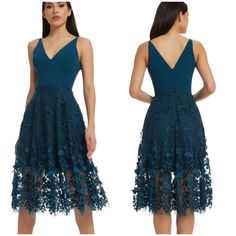 Dress The Population Nwt Darleen V-Neck Embroidered Mesh Cocktail Dress Size Xl Msrp $278 Peacock Blue Look Feminine Yet Edgy In This Form-Fitting Black Dress. Beautiful Sheer Fabric Knee-Length Skirt With Floral Details Over A Mini Black Dress. With A Deep V-Neck And Slender Straps, This Dress Is Perfect For Spring And Summer Events. A Floral-Embroidered Mesh Skirt Floats Over The Minidress Base Layer Of This Alluring Midi That Can Easily Dance The Night Away. Hidden Back-Zip Closure Deep V-Nec Black Mermaid Gown, Form Fitting Black Dress, Mesh Cocktail Dress, Mesh Skirt, Dress The Population, Black Wedding Dresses, Summer Events, Peacock Blue, Long Sleeve Mini