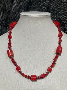 23 inch Red Coral necklace with sterling silver toggle clasps. Red Coral Necklace, Coral Necklace, Beaded Necklaces, Toggle Clasp, Red Coral, Sterling Silber, Beaded Necklace, Coral, Jewelry Necklaces