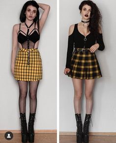 Ricky Aimee, Goth Fits, Mustard Skirt, Thrifted Outfits, Night Out Outfit, Indie Fashion, Edgy Outfits, The Battle, Goth Fashion