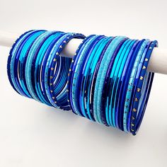 Amina Bangle Set Indian Bangles , South Asian Bangles , Pakistani Bangles , Desi Bangles , Punjabi Bangles , Tamil Bangles , Indian Jewelry Bohemian Stackable Bangle For Party, Traditional Blue Beaded Bracelets For Festivals, Blue Bohemian Bangle Jewelry, Stackable Bohemian Bangle For Party, Blue Stackable Wrap Bracelet As Gift, Bohemian Blue Beaded Bracelets For Festivals, Blue Bohemian Beaded Bracelets For Festivals, Blue Bangle Bracelet For Festivals, Blue Bangle Cuff Bracelet For Party