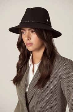 Enjoy the posh, countryside vibe of this wide-brim fedora crafted from soft merino-wool felt and styled with an inner size adjuster for the perfect fit. Lined 100% merino wool Dry clean Imported Fur Felt Fedora For Fall, Fall Fedora Fur Felt Hat, Fall Fur Felt Fedora Hat, Fall Fur Felt Brimmed Fedora, Elegant Fedora Hat For Fall, Fall Short Brim Fur Felt Hat, Fur Felt Hat With Short Brim For Fall, Fall Fur Felt Hat With Short Brim, Wide Brim Fur Felt Fedora For Fall