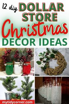 dollar store christmas decor ideas with text overlay