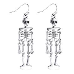 PRICES MAY VARY. Material:The Dangle are made of Alloy and the Earrings hooks are made of Brass with Silver Color Plated and Highly Polished , Hypoallergenic, no lead, no nickel ,Health to you and Your Family. Dimensions: This Skeleton Earrings of 2 inches Length and 0.6 inches Width, Lightweight and Fun,Suitable for long-term Wear. Halloween Jewelry Accessories:Skeleton Dangle Skull Earrings are decorated to complement your Halloween outfit,Which makes you Receive lots of Compliments.They are t Skeleton Earrings, Ghost Earrings, Jewelry Cute, Earrings Halloween, Halloween Outfit, Skull Earrings, Halloween Earrings, Halloween Accessories, Halloween Jewelry