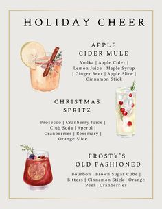 the holiday cheerer cocktail menu