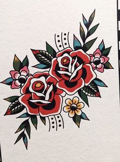 an image of a flower tattoo design on the back of a sheet of white paper