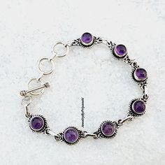 "Amethyst Bracelet, Silver Bracelet, 925 Sterling Silver, Handmade Bracelet, Bracelet For Women, Purple Amethyst Bracelet, Handmade Bracelet. Amethyst Stone Benefits According to online claims, amethysts are said to have several physical healing properties, including: enhancing the immune system. improving endocrine function. improving the skin's appearance. promoting digestive health. reducing headaches. regulating hormones. Known as \"the all purpose stone\", Amethyst is a protective stone tha Regulating Hormones, Physical Healing, Amethyst Bracelet, Handmade Bracelet, Bracelet Handmade, Bracelet For Women, Bracelet Silver, Amethyst Stone, Digestive Health