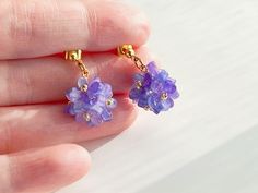 Light Purple Hydrangea Earrings Summer Hydrangea Flower Globe Shape Earrings With Sterling Silver Stud Free Gift Box - Etsy Sterling Silver Dangle Flower Earrings For Gifts, Fine Jewelry Flower Earrings For Gift, Hypoallergenic Flower-shaped Jewelry For Anniversary, Hypoallergenic Flower Shaped Jewelry For Anniversary, Adjustable Drop Flower Earrings For Gift, Nickel-free Beaded Earrings As Gift, Purple Earrings As Mother's Day Gift, Flower Shaped Earrings For Mother's Day, Nickel-free Beaded Earrings For Gifts