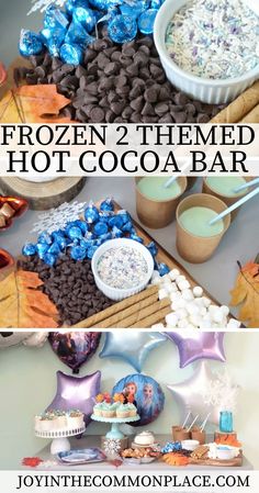 the frozen 2 themed hot cocoa bar is ready to be eaten