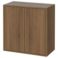 a wooden cabinet with two doors on one side