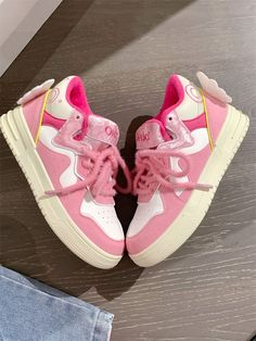 kawaii Angel Wings Sneakers Shoes MK18675 Kawaii Angel Wings, Pink Aesthetic Y2k, Kawaii Angel, Wings Shoes, Gothic Punk Fashion, Kawaii Store, Heart Wings, Y2k Shoes, Shoes Aesthetic