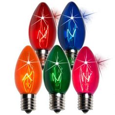 multicolored light bulbs with star designs on them