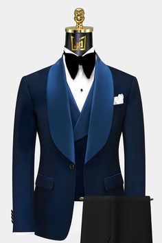 Navy Blue Diamond Tuxedo Suit Blue Tuxedo Three-piece Suit For Party, Royal Fitted Tuxedo For Formal Occasions, Royal Fitted Tuxedo For Formal Events, Blue Fitted Suit For Black-tie Events, Elegant Blue Double Breasted Suit For Semi-formal Occasions, Elegant Royal Blue Notch Lapel Tuxedo, Elegant Notch Lapel Suits For Gala, Elegant Double Breasted Suit With Notch Lapel For Parties, Elegant Blue Fitted Tuxedo