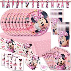 PRICES MAY VARY. Join Minnie in throwing your child a fun birthday party they will always remember! The Pink Minnie Mouse Birthday Party Supplies kit contains everything you need for easy, fast setup and takedown. This party pack includes more than just disposable dinnerware--it also has festive decorations perfect for tying the room together, and a Birthday Girl sticker for the guest of honor. Total Pieces -- This set includes enough Minnie Mouse party supplies to host a party of 16 guests: 1 t Minnie Mouse Party Supplies, Minnie Mouse Birthday Theme, Minnie Mouse Party Decorations, Minnie Mouse Theme Party, Twodles Birthday, Minnie Mouse Birthday Decorations, Minnie Mouse 1st Birthday, Minnie Birthday Party, Pink Minnie