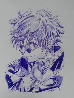 a drawing of a boy with glasses holding a cell phone and pointing at the camera