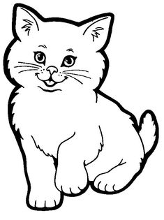 a black and white drawing of a cat with big blue eyes sitting on the ground