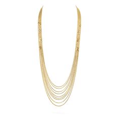 Chanel Impression de Camélia Long Necklace Chanel Gold Necklace, Long Layered Necklaces, Chanel Camellia, Jewelry Chanel, Multi Chain Necklace, Chanel Store, Chanel Necklace, Couture Mode, Chanel Jewelry