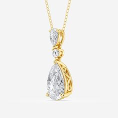 A celebration of smooth curves and sharp edges, this hinged pear shape diamond pendant radiates with effortless elegance. A solitaire lab grown pear shaped diamond creates a beautiful reflection against a smaller pear shaped and round diamond, promoting the elongating effect of this refined shape. Style this pendant on its own for a subtle sparkle or make it the most beautiful part of your layered look. Pear Jewelry, Fashion Pendant, Pearl And Diamond Earrings, Ethical Jewelry, Pear Diamond, Pear Shaped Diamond, Pearl Diamond, Effortless Elegance, Metal Necklaces