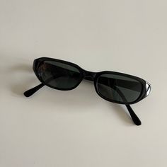 Authentic Vintage 90s Slim Black Rectangle Sunglasses - Etsy Vintage Sunglasses Outfit, Vintage Black Rectangular Sunglasses, Small Black Sunglasses, Thrifted Sunglasses, 90s Sunglasses Vintage, Black Rectangle Sunglasses, 90s Glasses, 90s Sunglasses, Sunglasses Outfit