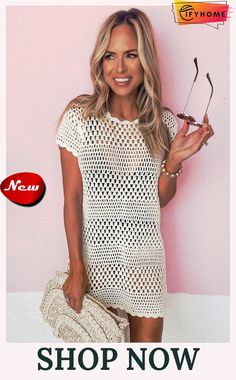 Beige Gypsy Crochet Beach Cover Up Dress Bohemian Hollow Out Beach Dress For Vacation, Bohemian Hollow-out Beach Dress For Vacation, Casual Open Knit Crochet Dress For Vacation, Beige Crochet Beach Dress For Spring, White Crochet Sundress For Beach, Beige Crochet Dress For Beach In Spring, Spring Beach Beige Crochet Dress, Beachwear Hollow Out Crochet Dress For Vacation, Spring Beach Crochet Dress In Beige