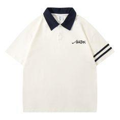 Elevate your casual wardrobe with our sleek and stylish Aoklok Polo Shirt. Crafted from 220g pure cotton, this polo shirt offers a perfect blend of comfort and durability. The right sleeve features two distinctive stripes, adding a sporty touch to the classic design. The simple yet sophisticated Aoklok logo on the upper right corner completes the look with a subtle brand detail. Designed to be slightly fitted, this polo shirt offers a modern silhouette that flatters your shape. For a more relaxe White Cotton Polo Shirt With Striped Collar, Collared Tops For College In Summer, Collared Tops For Summer College Season, Collared Cotton T-shirt With Letter Print, Sporty Polo Shirt With Letter Print, White Casual Polo Shirt With Striped Collar, Casual White Polo Shirt With Striped Collar, Blue Collared T-shirt With Ribbed Collar, Sporty Collared Polo Shirt With Letter Print