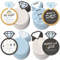 four different types of paper tags with diamonds on them