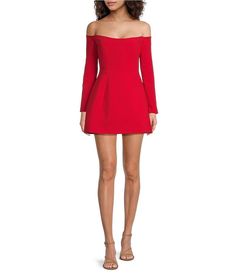 Bardot Nadine Hourglass Off-The-Shoulder Long Sleeve Mini Dress | Dillard's