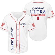 Michelob Ultra White Baseball Jersey White Baseball Jersey, Summer Baseball, Michelob Ultra, Ultra White, School Team, Sublimation Prints, Summer Gifts, Baseball Team, Sports Activities