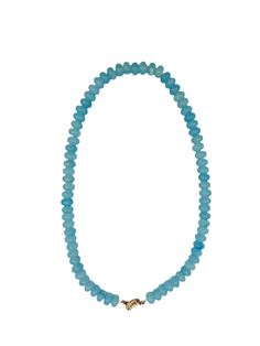 This Blue Jade Candy Necklace is the perfect addition to any jewelry collection. Made with high-quality jade and boasting a length of 15 inches, this necklace is great for layering and can easily transition from day to night. The sailor clasp allows you to add your favorite clasp, adding a unique touch to your wardrobe. Elevate your style with this elegant and versatile necklace. Blue Jade Hand-strung Jewelry, Blue Hand-strung Jade Jewelry, Hand-strung Blue Jade Jewelry, Blue Single Strand Amazonite Jewelry, Blue Amazonite Single Strand Jewelry, Blue Amazonite Jewelry With Single Strand, Blue Amazonite Jewelry With Faceted Beads, Blue Single Strand Bracelet Jewelry, Blue Faceted Amazonite Jewelry