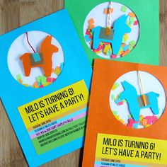 three birthday cards with different designs on them