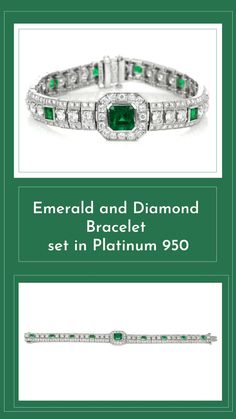 Featured in the bracelet are 8 green princess shaped princess cut emeralds, weighing a total of 2.00 carats. The emeralds have a clarity grade of very slightly included.Also featured in the bracelet are 178 white round shaped mixed brilliant cut diamonds, weighing a total of 9.14 carats. #braceletsidea #braceletsaccessories #fashionbracelet #prettybracelets #charmsbracelet Luxury Silver Tennis Bracelet With Emeralds, Green Octagon Diamond Jewelry, Octagon Emerald Jewelry With Diamond Accents, Elegant Green Platinum Jewelry, Luxury Diamond Bracelet With Asscher Cut, Luxury Silver Emerald Cut Diamond Bracelet, Classic Emerald Cut Jubilee Bracelet, Elegant Silver Emerald Tennis Bracelet, Formal Silver Emerald Tennis Bracelet