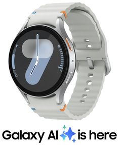 an image of a smart watch with the text galaxy al is here on it's screen