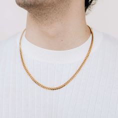 Gold 5mm Cuban Curb Chain Necklace For Men or Women - Necklace - Boutique Wear RENN Minimalist Cuban Link Necklace With Adjustable Chain For Everyday, Minimalist Cuban Link Necklace With Box Chain For Everyday, Minimalist Cuban Link Necklace For Everyday Use, Everyday Minimalist Cuban Link Necklace With Box Chain, Minimalist Everyday Cuban Link Necklace, Everyday Minimalist Cuban Link Necklace, Classic Cuban Link Necklace For Everyday, Classic Cuban Link Necklace, Minimalist Cuban Link Necklace With Box Chain