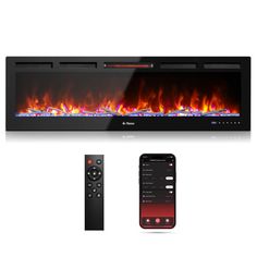 TURBRO 60” Smart WiFi Infrared Electric Fireplace with Sound Crackling and Realistic Flame, 1500W Quartz Heater, Recessed or Wall Mounted, Remote Control and App, in Flames Dog House Heater, Wall Mounted Electric Fireplace, Mounted Electric Fireplace, Wall Mounted Fireplace, Mounted Fireplace, Fireplace Logs, Pool Heater, Wall Mount Electric Fireplace, Infrared Heater