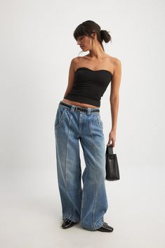 Low Waist Pocket Detail Denim Blue | NA-KD Jeans Rock, Denim Details, Wide Belt, Low Waist, Na Kd, Pocket Detail, Denim Blue, Pocket Design, Blue Denim