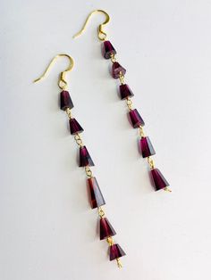 Elegant Garnet Earrings.  High quality Garnet stones.  Fabulous gift.  Garnet is known to bring luck and prosperity.  These beautiful earrings will not disappoint.  They make a great gift! Elegant Faceted Beaded Drop Earrings, Teardrop Beaded Earrings For Gift, Pierced Teardrop Beaded Earrings As Gift, Pierced Teardrop Beaded Earrings For Gift, Elegant Faceted Chandelier Earrings For Gifts, Gemstone Beaded Drop Earrings As Gift, Gemstone Beaded Drop Earrings For Gifts, Gift Crystal Dangle Earrings For Pierced Ears, Long Drop Crystal Earrings As Gift