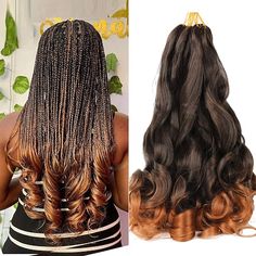 Category:Extension; Gender:Women's; Quantity:6 Pack; Occasion:Birthday,Vacation,Party / Evening,Daily Wear,Party Evening; Age Group:Adults; Hair Extension Type:Pre Looped; Hair Material:Synthetic Hair; Texture:Curly; Length:22 inch; Net Weight:0.45; Heat Resistant:Yes; Listing Date:11/17/2021; Can Be Permed:No; Unit Weight:75 Hair For Box Braids, Wavy Hair With Braid, Pre Stretched Braiding Hair, Trendy Bodysuits, Trendy Maternity Outfits, French Curl, Braid In Hair Extensions, Synthetic Hair Extensions, African Braids