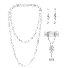 PRICES MAY VARY. 💖1920s COSTUME ACCESSORIES SET💖 You can get 1pcs imitation pearl necklace +1 pieces 1920s flapper bracelet +1 pair pearl earrings, you can use them as daily or party accessories, also can share with your friend. 💖FAUX PEARLS JEWELRY SET💖 This jewelry set is made of imitation pearls, rhinestones and alloy. Not easy to get rust. The 1920s bracelet ring set is designed with stretchy bracelet and elastic ring, durable, easy to wear and take off, one size fits for most all. 💖SUI 1920s Bracelet, 1920 Jewelry, 20s Costume, Dangle Pearl Earrings, 1920s Costume, Flapper Necklace, Vintage Wedding Jewelry, Pearls Jewelry, Wedding Jewelry Set