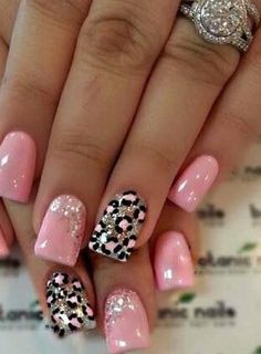 Pink Leopard Nails, Leopard Nail Art, Cheetah Nails, Leopard Print Nails, Leopard Nails, Ideas Nails, Short Acrylic Nails Designs, Nail Designs Glitter