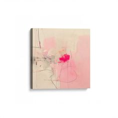 an abstract painting with pink and white colors