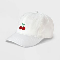 Be ready for their daily adventures with this Embroidered Cherry Dad Hat in Mighty Fine White. Made from durable cotton jersey material for year-round wear, this baseball hat is designed with a slightly curved brim to shield their eyes from direct sunlight. Plus, it features an adjustable buckle closure to help them find the best fit. Straw Panama Hat, Trending Hats, Back Tuck, Straw Visor, Beret Hat, Visor Hats, Scarf Hat, Cute Hats, Baseball Hat