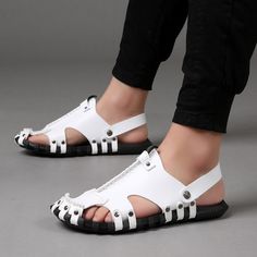 Brand Name: awakecrmUpper Material: Split LeatherSandal Type: GLADIATORStyle: ClassicsOccasion: CasualOutsole Material: RubberHeel Height: Flat (≤1cm)Pattern Type: SolidInsole Material: PUFit: Fits true to size, take your normal sizeModel Number: 1977450Lining Material: NONEClosure Type: Slip-OnItem Type: SandalsFashion Element: SewingDepartment Name: Adult Simple Sweatshirt, Mens Sandals Casual, Men Sandals, Sandals Brands, Designer Sandals, Slipper Shoes, Beach Shoes, Handmade Fashion, Casual Sandals