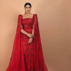 Evening Dress With Cape, Dress With Cape Sleeves, Gown With Cape, Yellow Evening Dresses, Dubai Women, Grey Evening Dresses, Burgundy Evening Dress, Champagne Evening Dress, Dress With Cape