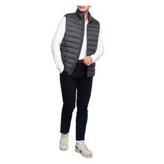 Our Rokka&Rolla Men's Puffer Vest is perfect to keep you extra cozy for outdoor activities or daily lifestyle. Lightweight and easy to carry-on with you everywhere! Filled with down alternatives and a water-resistant finish to help stay warm at all times. Protect your neck from the wind with our added chin guard feature. Remain stylish and comfortable in this sleeveless vest for endless outfit ideas. Lightweight Casual Outerwear In Solid Color, Casual Down Outerwear For Outdoor Activities, Lightweight Casual Outdoor Outerwear, Lightweight Casual Outerwear For Outdoor, Gray Puffer Outerwear For Outdoor Activities, Lightweight Casual Outerwear For Hiking, Casual Midweight Solid Color Outerwear, Casual Solid Midweight Outerwear, Casual Midweight Outerwear