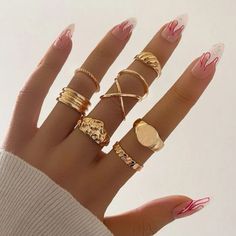 Rings Set Fashion Ring Set, Pave Setting Ring, Thick Ring, Rings Jewelry Fashion, Geometric Ring, Finger Rings, Rings For Girls, Matching Rings, Rings Simple