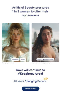 By 2025, 90% of all online content will be AI generated. Dove will never use AI to create or distort people.  Join us to #keepbeautyreal Bedazzled Things, Dandelion Tattoo Design, Interracial Art, Justice Quotes, Rainbow Braids, Revamp Furniture, Social Injustice, Best Friend Mug, Cute Wedding Ideas