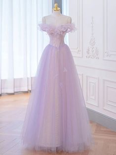 Lilac Purple Dress, Prom Dress Purple, Purple Tulle, Dress Quinceanera, Off Shoulder Evening Dress, Purple Prom, Tulle Sleeves, Purple Prom Dress, Quinceanera Dress