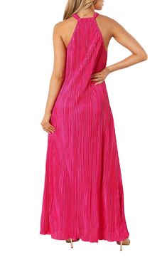 Elaborate pleating adds abundant texture to this flowy and sophisticated maxi dress. Slips on over head Jewel neck Sleeveless Lined 100% polyester Hand wash, line dry Imported Pink Pleated A-line Maxi Dress, Flowy A-line Maxi Dress With Lining, Sleeveless Pleated Dress For Beach, Chic Summer Maxi Dress With Crinkle Texture, Chic Textured Summer Maxi Dress, Flowy Pleated Pink Maxi Dress, Flowy Pink Pleated Maxi Dress, Chic Sleeveless Maxi Dress With Folds, Chic Crinkle Texture Maxi Dress For Spring